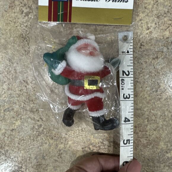 Vintage  Flocked Santa NOS Classic Trims Ornament - Picture 7 of 7